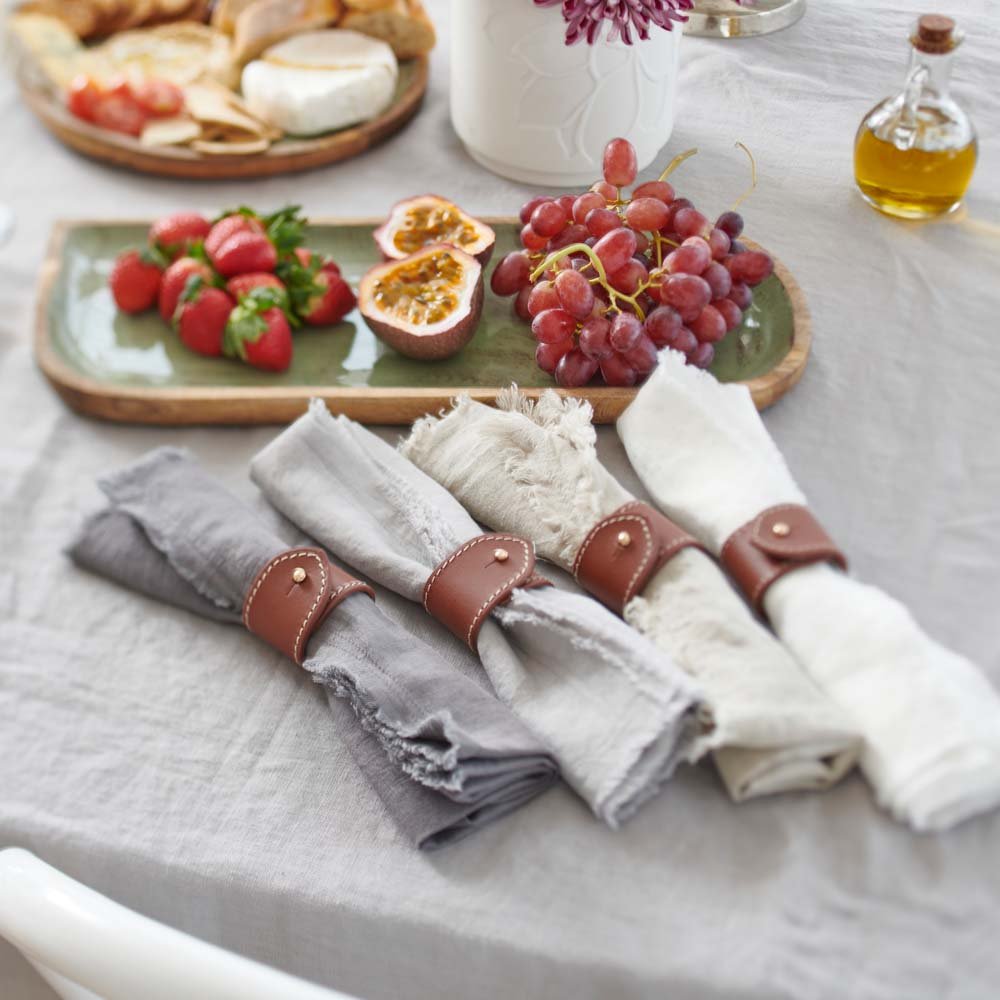 Soft Leather Napkin Rings (Set of Four) - Eadie Lifestyle