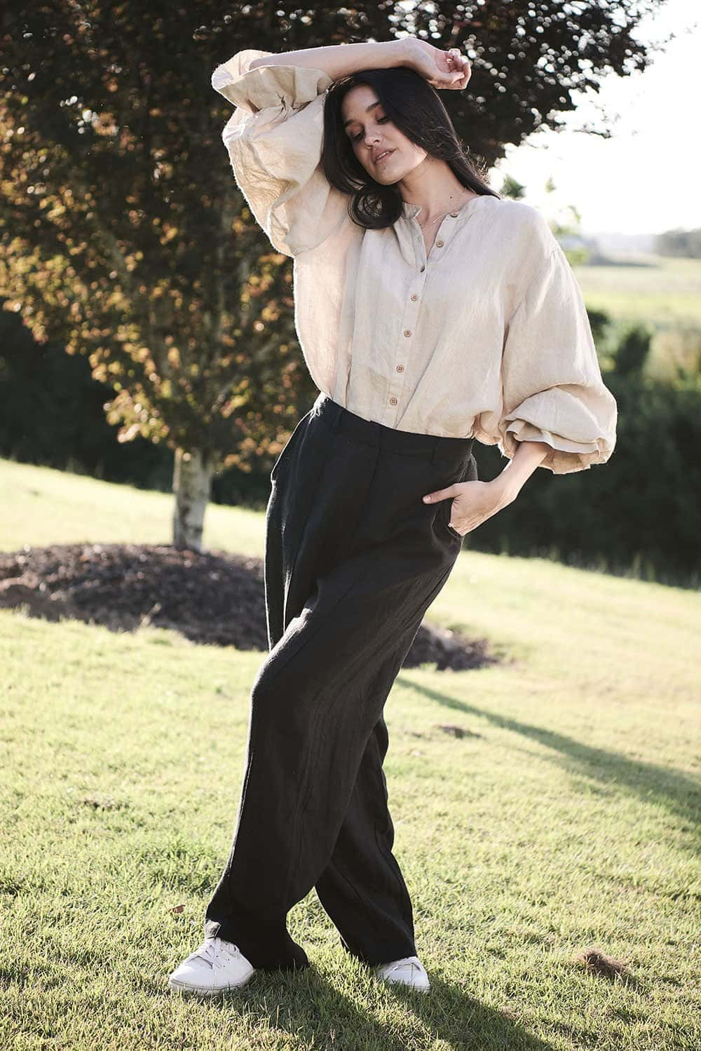 The Allegra Linen Blouse - Natural - Eadie Lifestyle