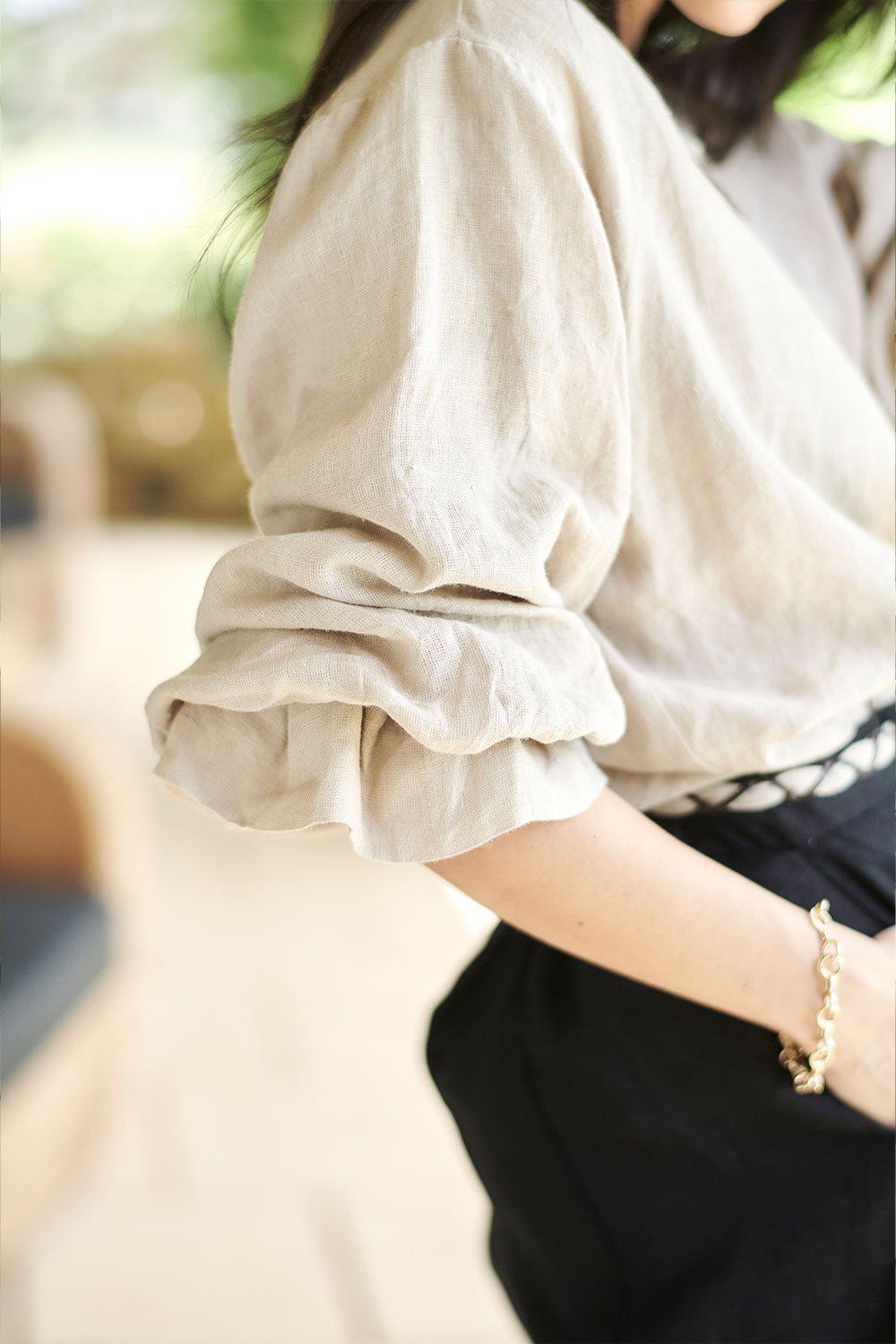 The Allegra Linen Blouse - Natural - Eadie Lifestyle