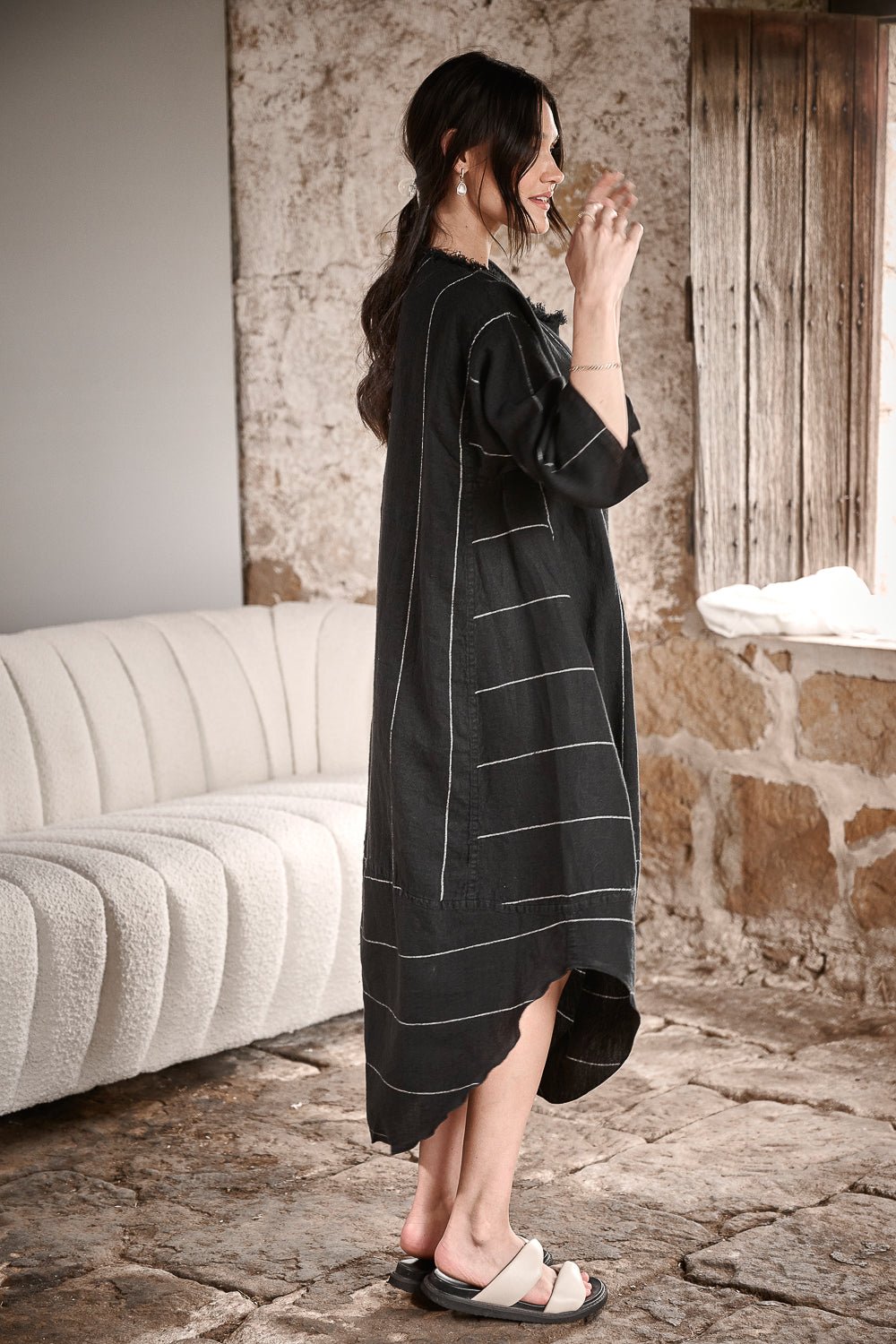 The Carter Malle Linen Dress - Black w&