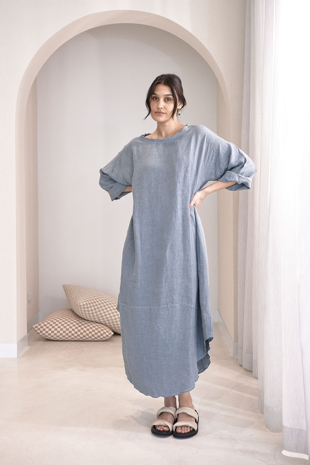 The Malle Linen Dress - Blue - Eadie Lifestyle