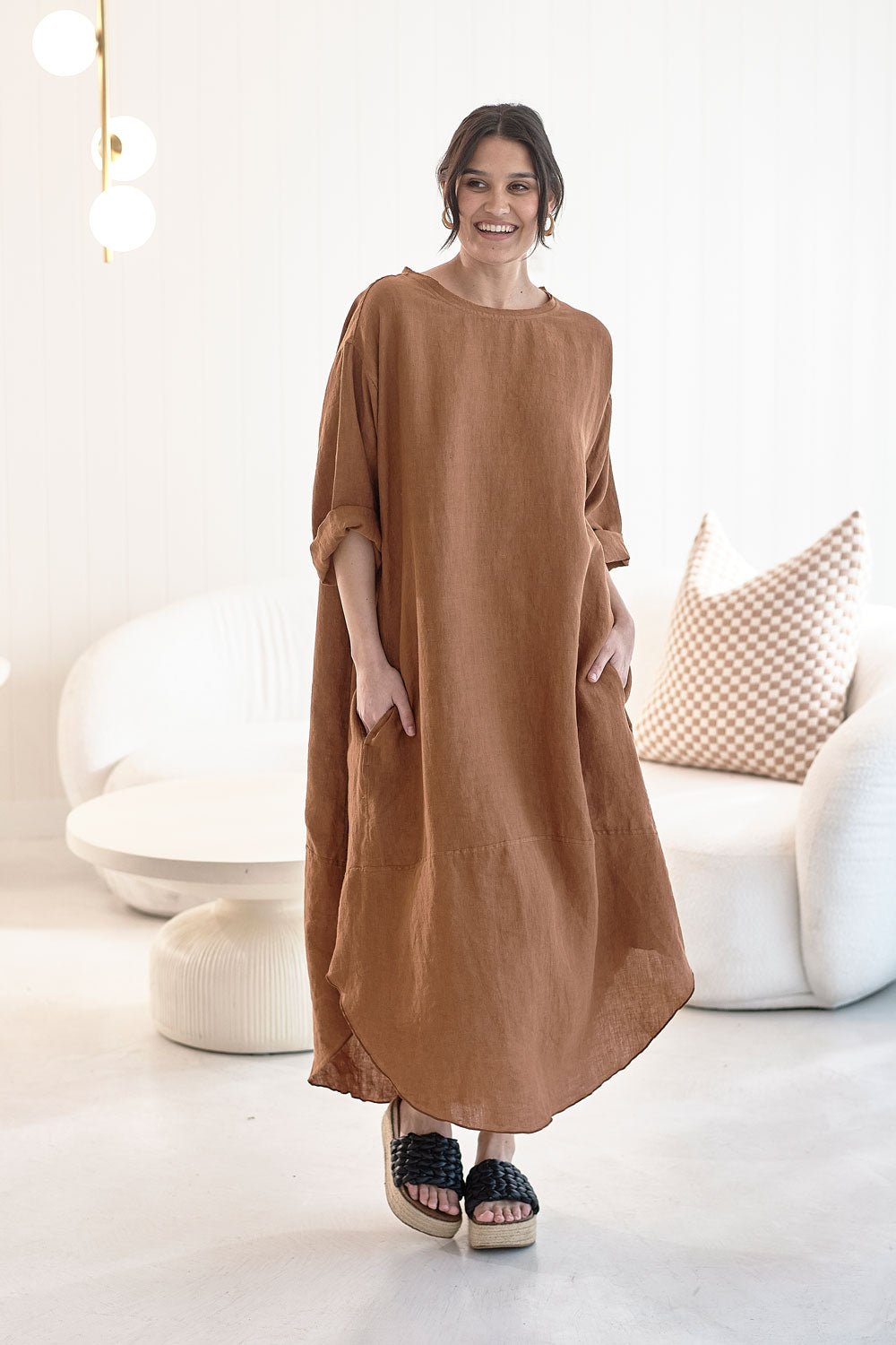 The Malle Linen Dress - Nutmeg - Eadie Lifestyle