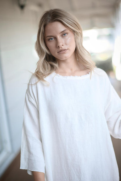 The Malle Linen Dress - Off White - Eadie Lifestyle