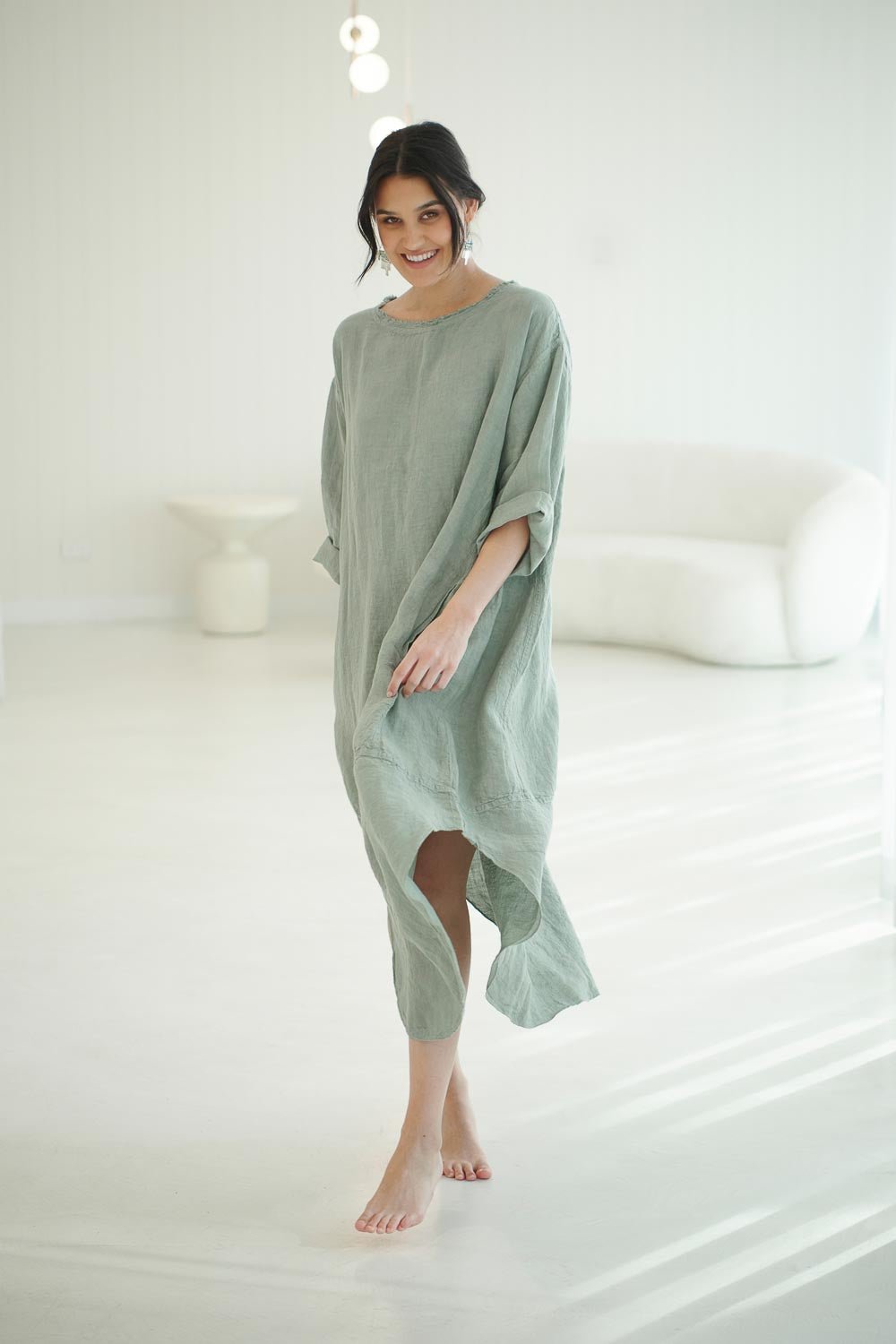 The Malle Linen Dress - Pistachio - Eadie Lifestyle