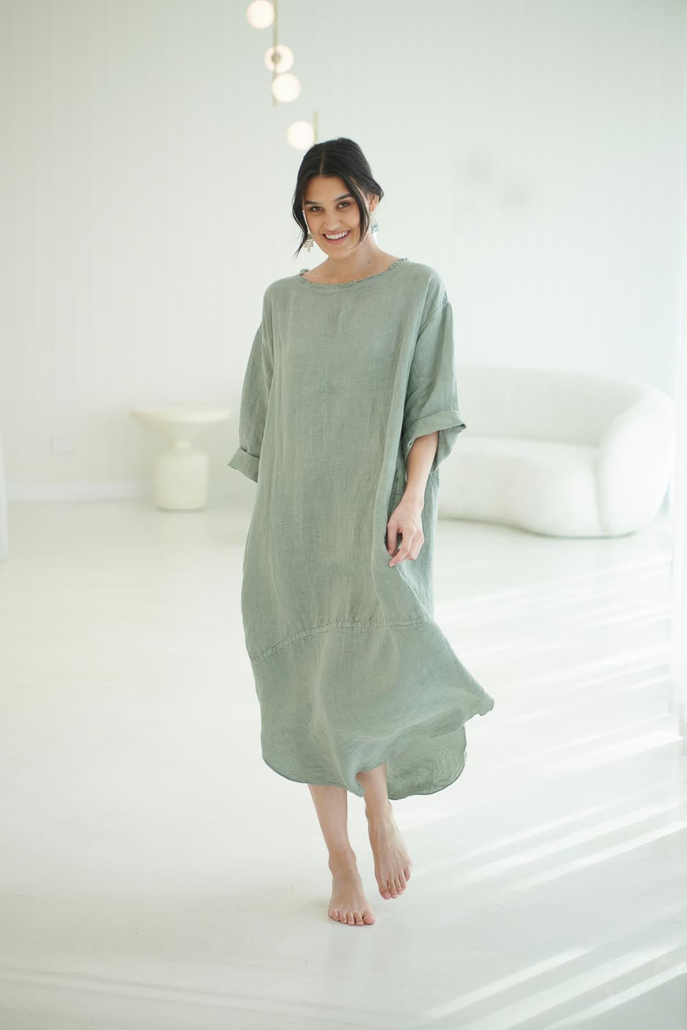 The Malle Linen Dress - Pistachio - Eadie Lifestyle