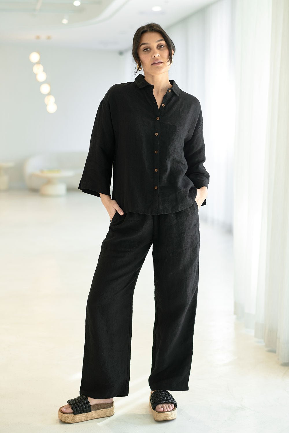 Fundamental Wide Leg Linen Pant Natural